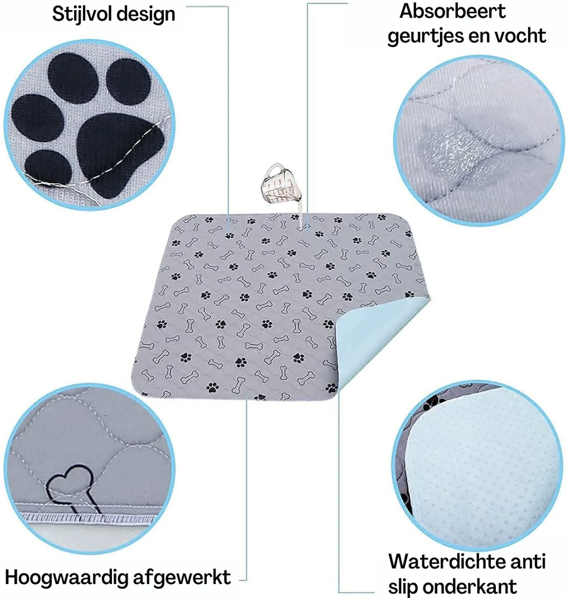 XXL Puppy Training Pad - Plasmat - Zwart - 104 X 104 Cm - Hondentoilet - Herbruikbaar - Wasbaar - Image 4