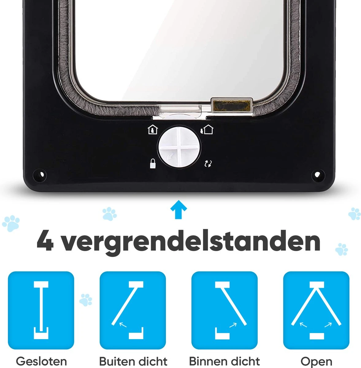 BFreshPets Kattenluik + Massageborstel - Met Tunnel - 4 Vergrendelingsstanden - Weersbestendig - Maat L - Zwart - 27 X 24 Cm - Image 8