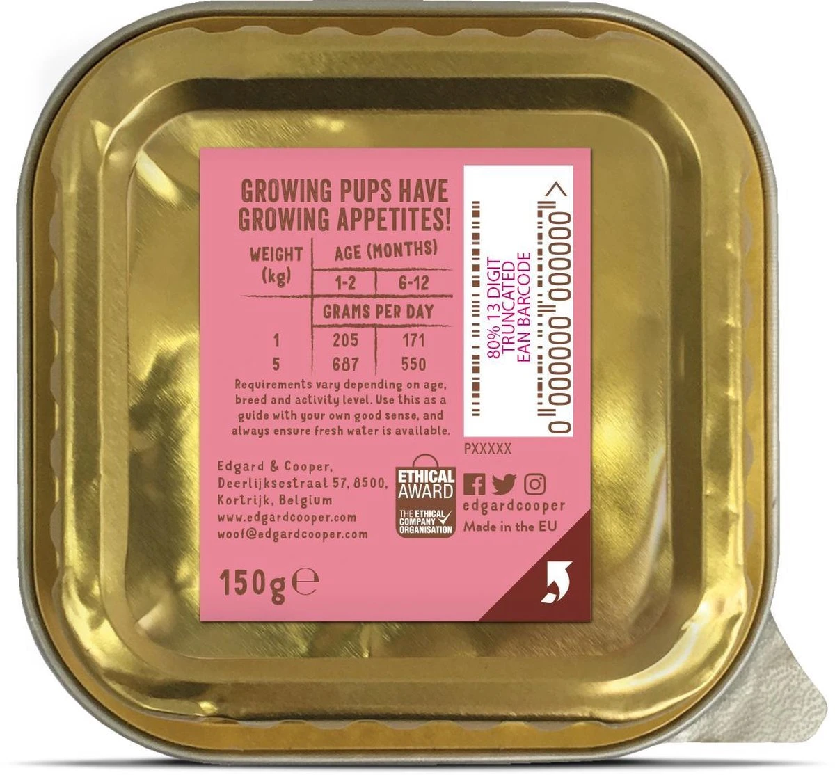 11x Edgard & Cooper Kuipje Vers Vlees Puppy Hondenvoer Eend - Kip 150 Gr - Image 7