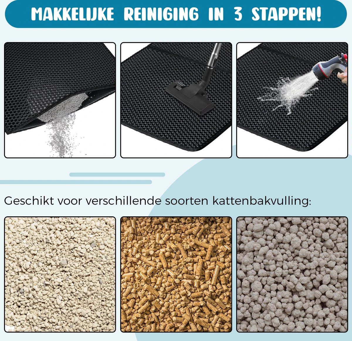 Merkloos Tastelio XXL Kattenbakmat 75x55cm - Groot Kattenbak Mat Met Innovatieve Honingraatstructuur - Dubbele Waterdichte Laag - Katten Bak Mat Met Eenvoudige Reiniging Grit Opvanger - Image 3