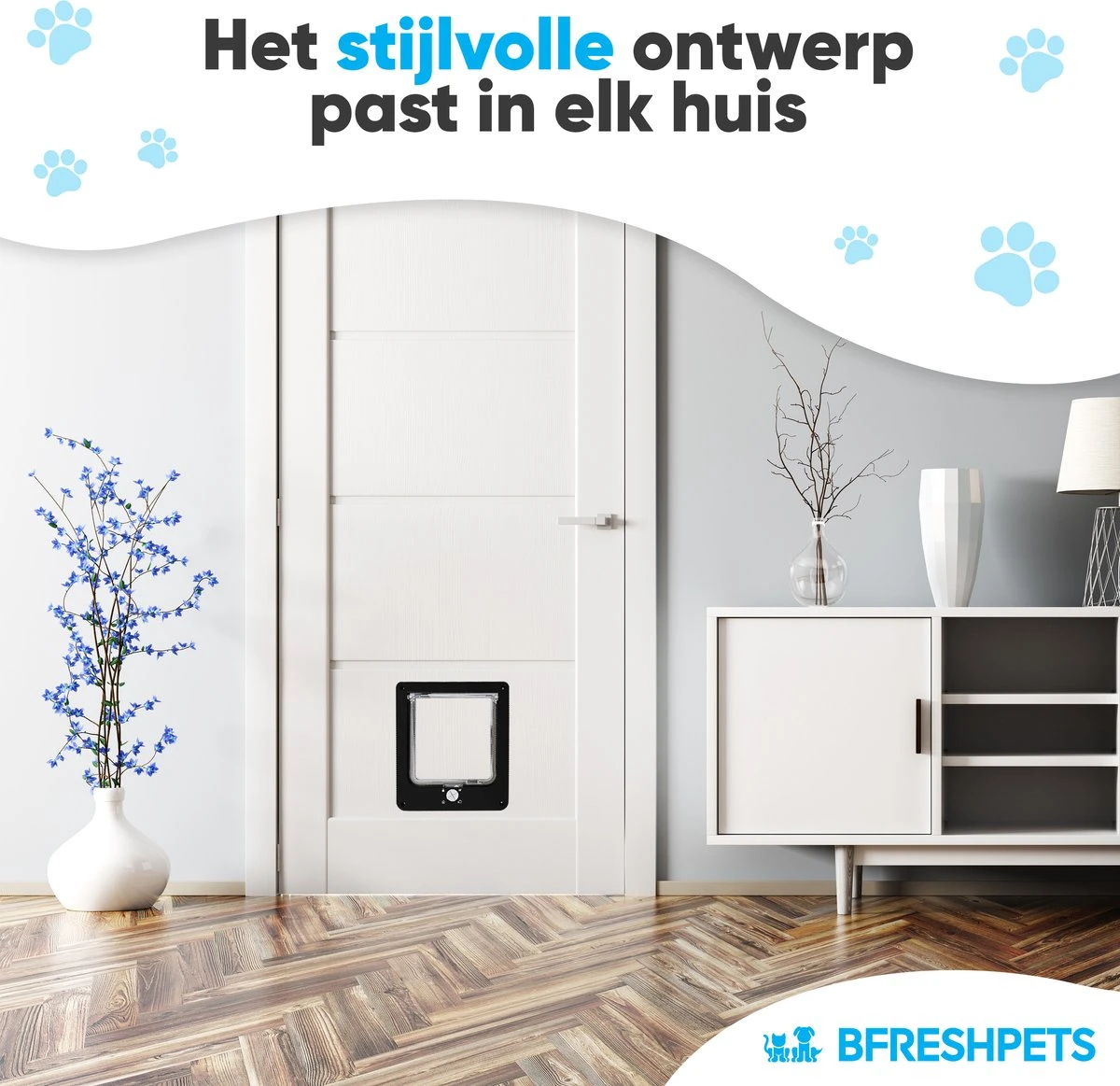 BFreshPets Kattenluik + Massageborstel - Met Tunnel - 4 Vergrendelingsstanden - Weersbestendig - Maat L - Zwart - 27 X 24 Cm - Image 3