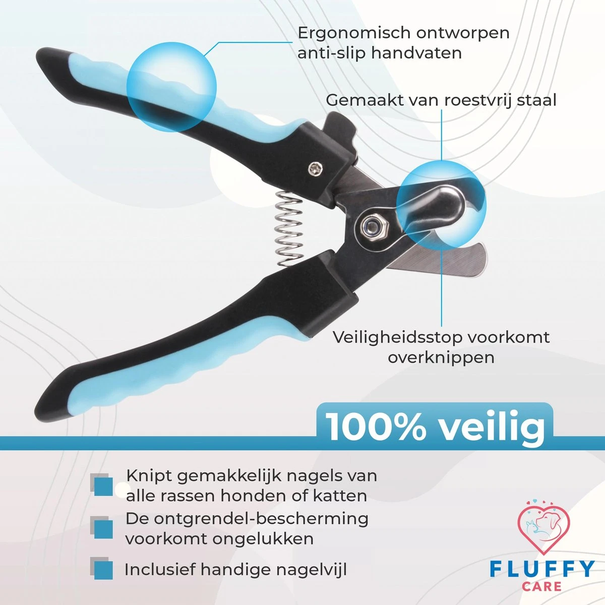 FluffyCare - Professionele Nagelschaar- Nagelschaar Hond - Nagelschaar Kat - Nagelknipper Hond En Kat - Nagelknipper Kat - Nagelknipper Hond - NagelTang Dieren - Poot Verzorging - Image 4