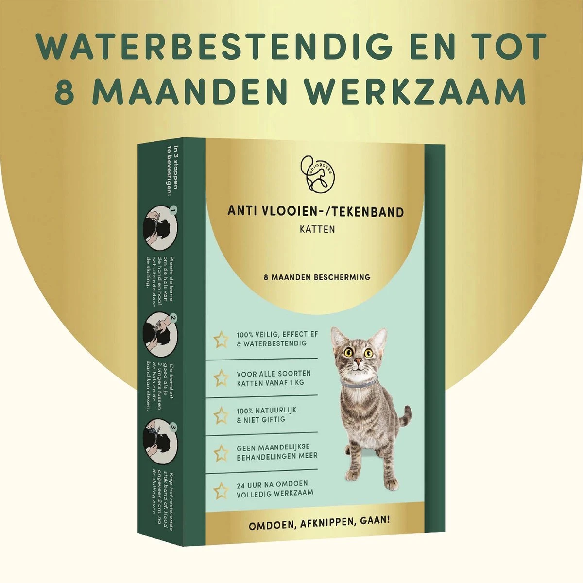 3 Stuks Vlooienband Kat Tekenband - 100% Natuurlijk Veilig En Waterbestendig - Image 4