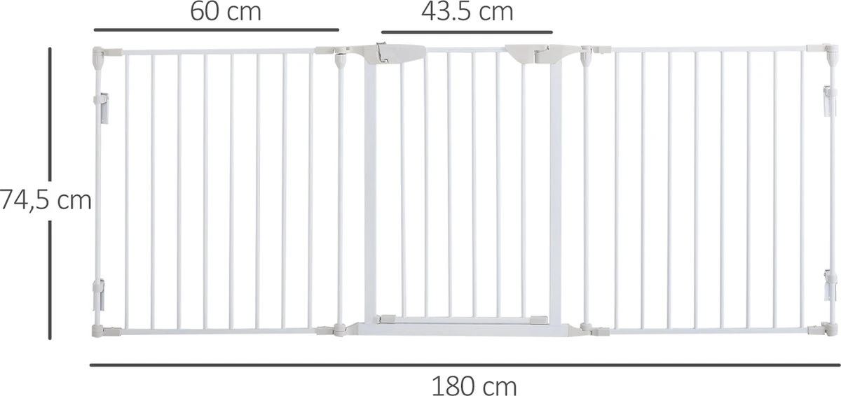 PawHut Afschermhek Voor Honden Veiligheidshek Hondenhek 3 Elementen Kunststof Wit D06-100V01 - Image 3