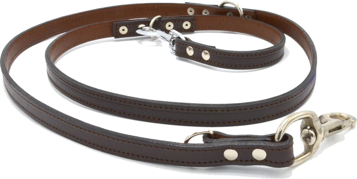 Verstelbare Trainingslijn Leer - 2 Meter - Bruin - Politielijn - Hondenriem - Hoge Kwaliteit Leer - Trainingslijn - Ambachtelijk Gemaakt In Portugal - Image 2