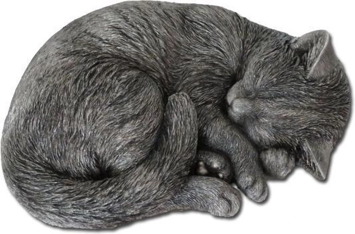 Kattenurn Asbeeld Kat Slapend Antiek Brons 26 Cm Urn Kat - Image 4