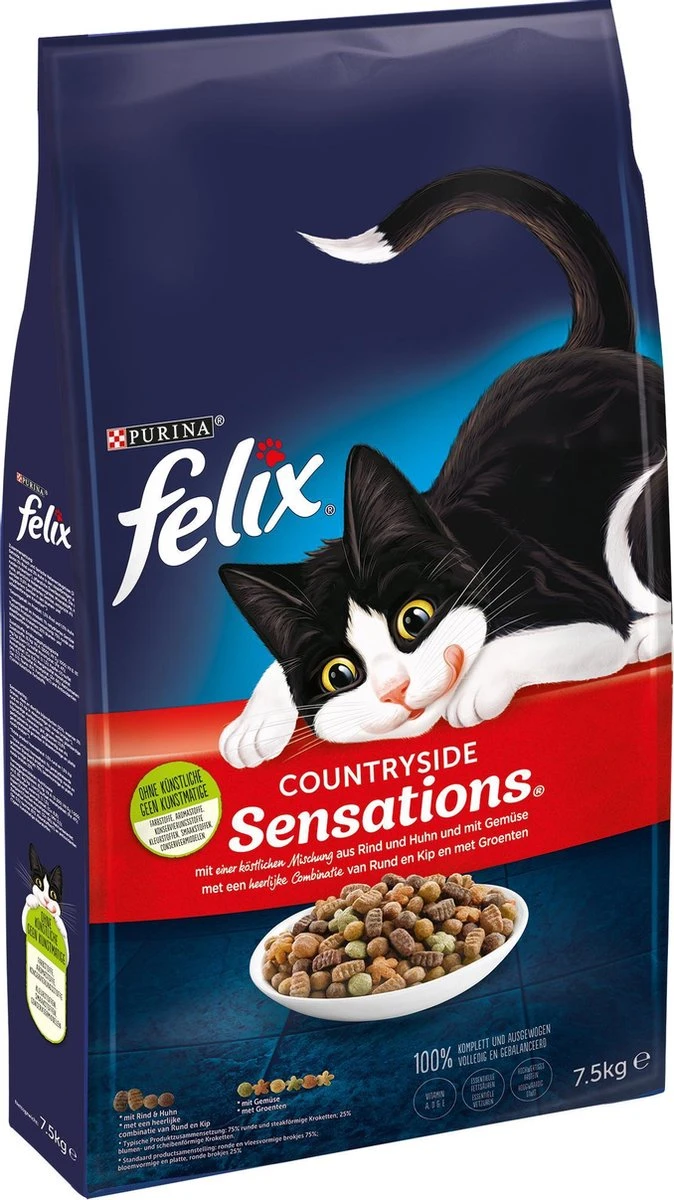 Felix Countryside Sensations Rund En Kip Met Groenten - Katten Droogvoer - 7.5kg - Image 2